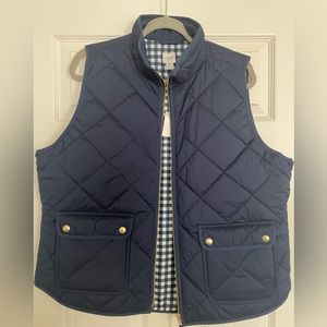 J. Crew vest. Navy, blue checked lining. Size XL. New with tags.